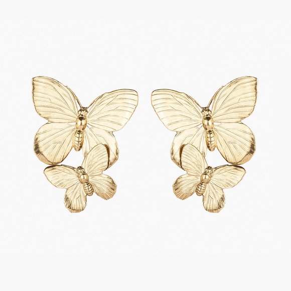 Gold Butterfly Earrings - Picture 5 of 5